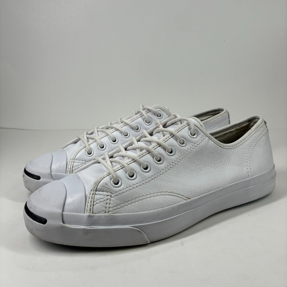 Converse Jack Purcell Mens 10.5 Womens 12 White Leather Low Top Sneakers 147575C